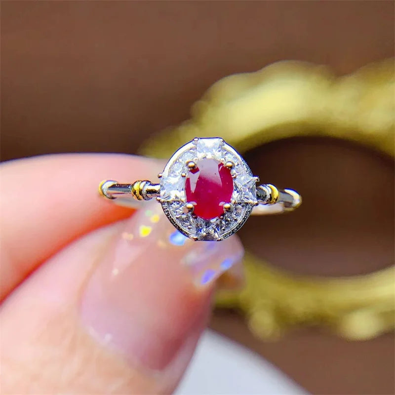 925 Silver Natural Ruby/Sapphire/Emerald Ring for Women