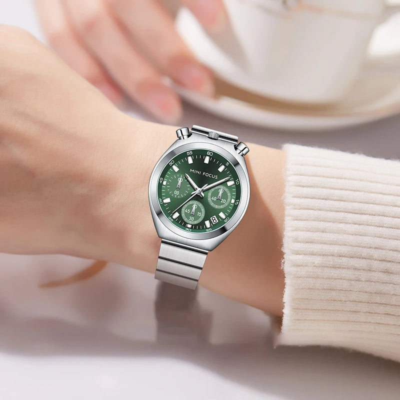 Stainless Steel Quartz Watch for Women ElegantLuxury Multifunction Watch