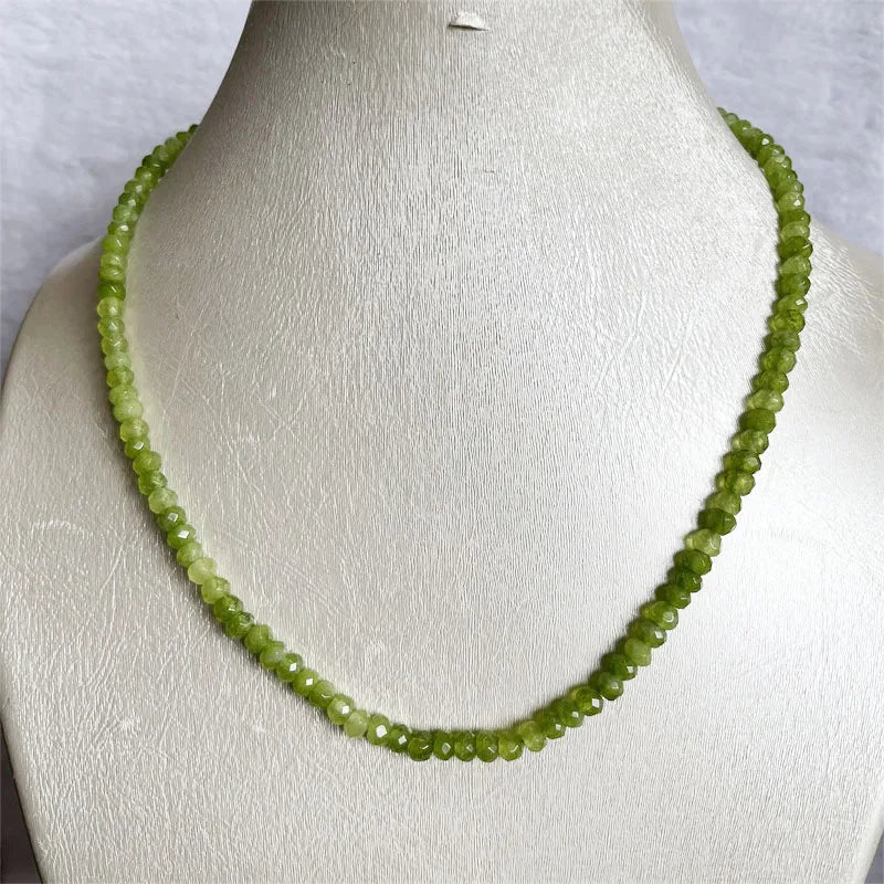 Sterling Silver Peridot Necklace Dance Health Care Protection Healing Gemstone for Women