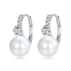 925 Sterling Silver Natural White Pearl Drop Earrings for Women