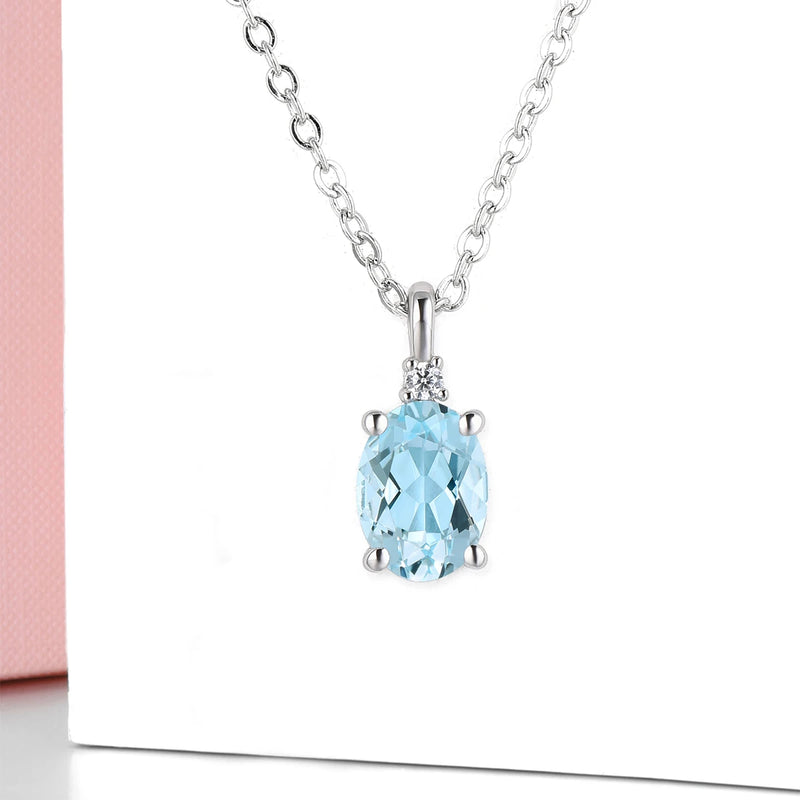 9K White Gold Aquamarine 0.70 Ctw Pendant for Women