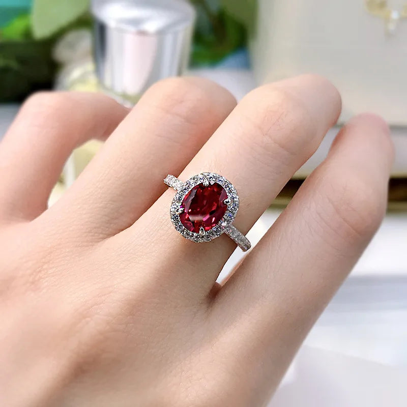 925 Silver Sapphire Blue Topaz Ruby Wedding Ring for Women