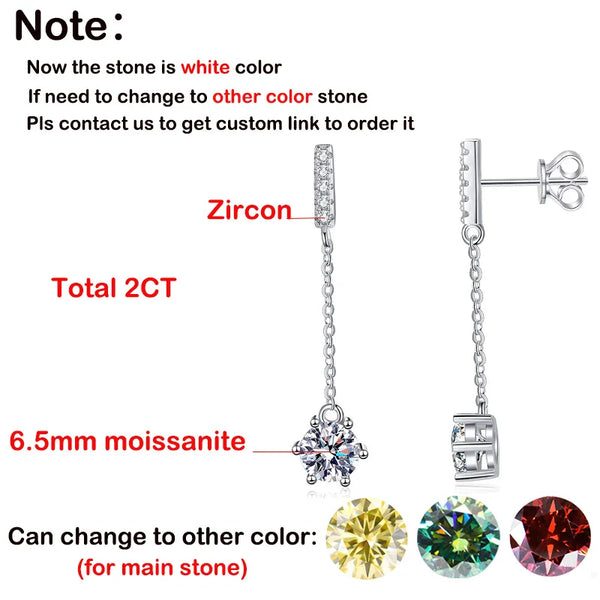 S925 Sterling Silver Moissanite Drop Earrings for Women