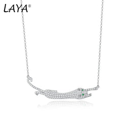 925 Sterling Silver Leopard Necklace with Sparkling Zircon for Women