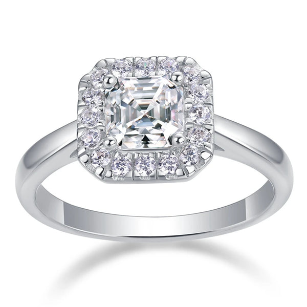 Wong Rain Elegant 100% 925 Sterling Silver 3EX VVS1 Asscher Cut 6CT Real Moissanite Diamond Engagement Ring for Women Jewelry