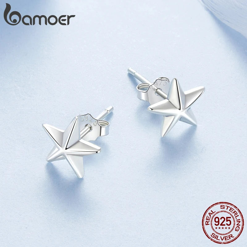 Sterling Silver Star Stud Earrings for Women