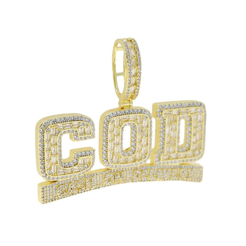 Gold Iced Out Letter COD Pendant Necklace for Men