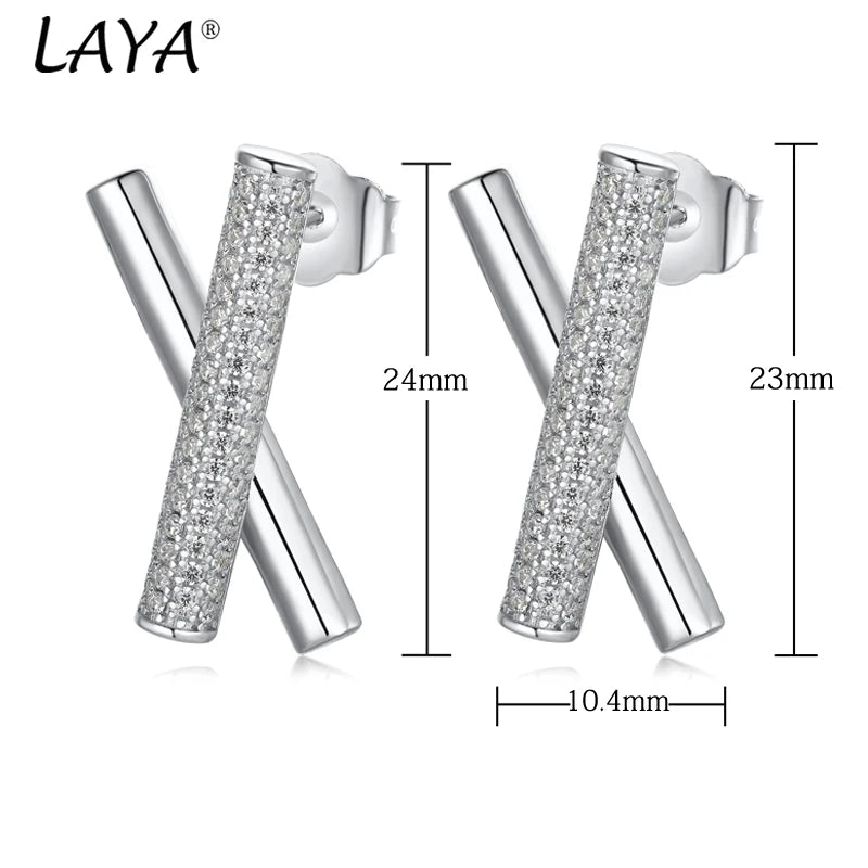 925 Sterling Silver AA Zircon Cross Drop Earrings for Women