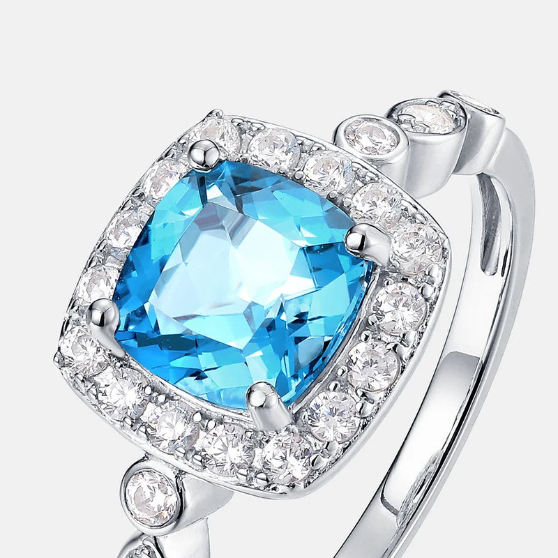 925 Silver Swiss Blue Topaz Rings for Women