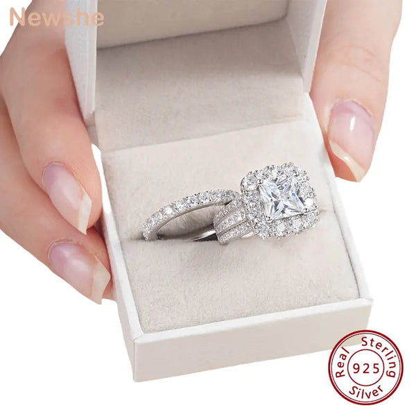 925 Sterling Silver Moissanite Ring Set for Women