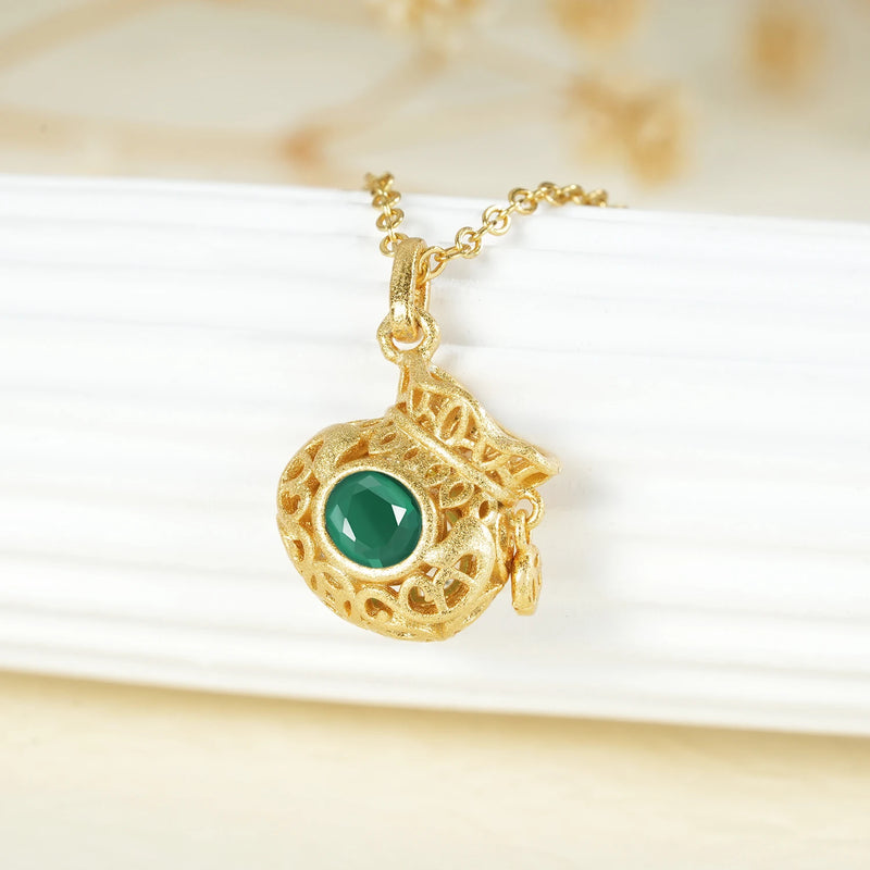 18K Gold Plated Sterling Silver Emerald Necklace for Women