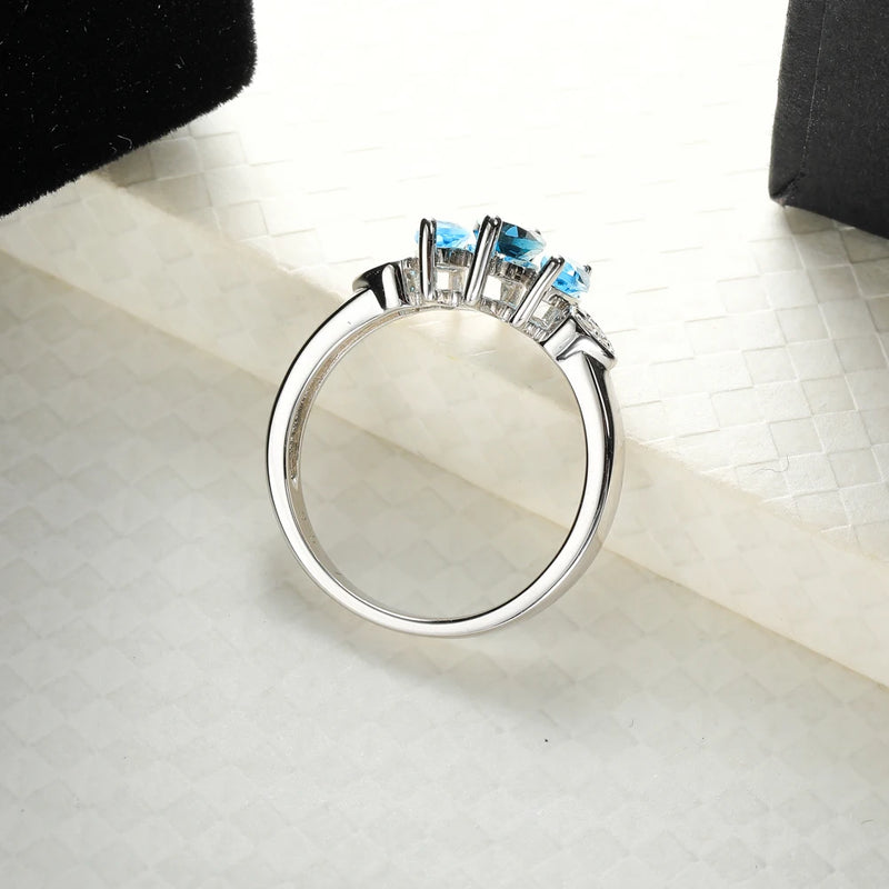 Sterling Silver 925 London Blue Topaz 1.30ct Ring for Women