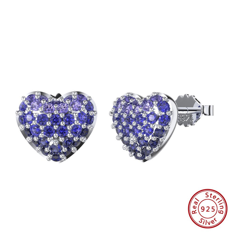 925 Sterling Silver Purple Cubic Zirconia Stud Earrings for Women