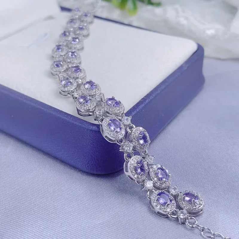 Sterling Silver Tanzanite Gemstone Bracelet for Women