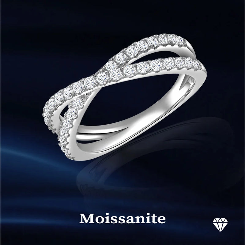 925 Sterling Silver Moissanite Cross Ring for Women