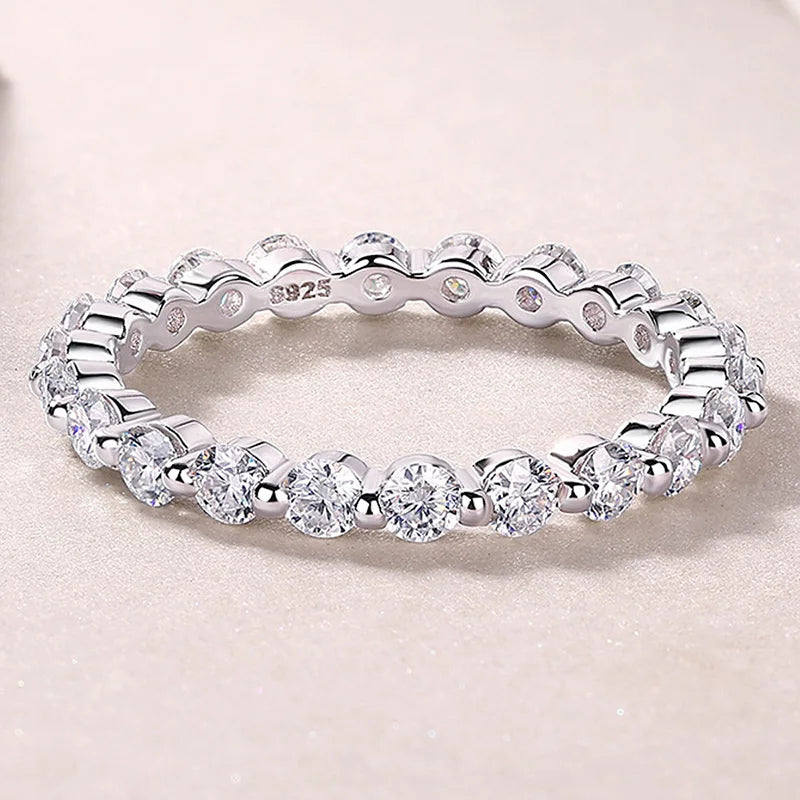 Sterling Silver 2.5mm Moissanite Eternity Band for Women