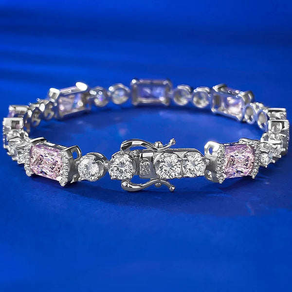 Sterling Silver Topaz, Quartz & Lab Diamond Bracelet for Women