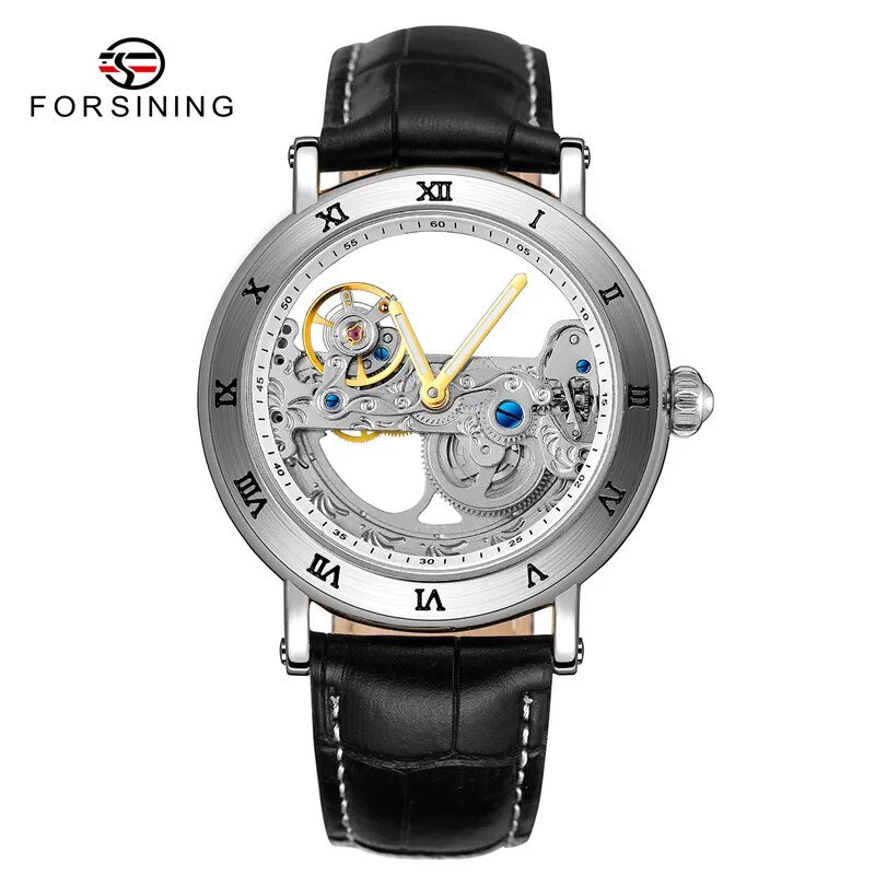 Stainless Steel Transparent Dial Mechanical Watch for Men