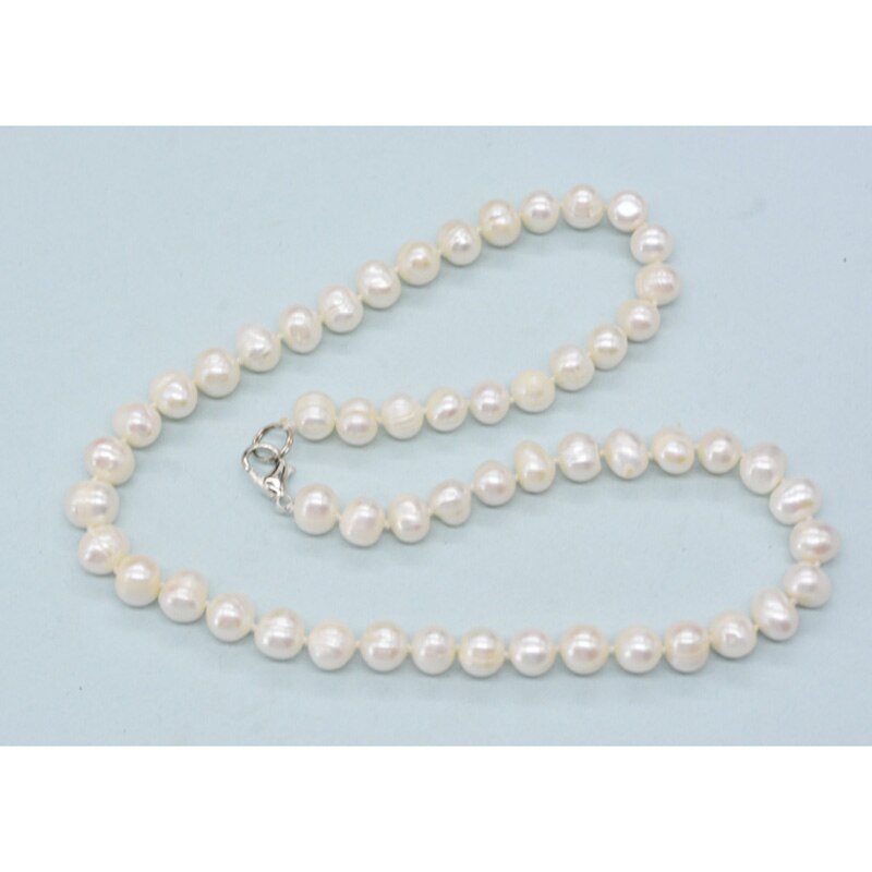 18K Gold Freshwater Pearl Necklace 8 MM for Women