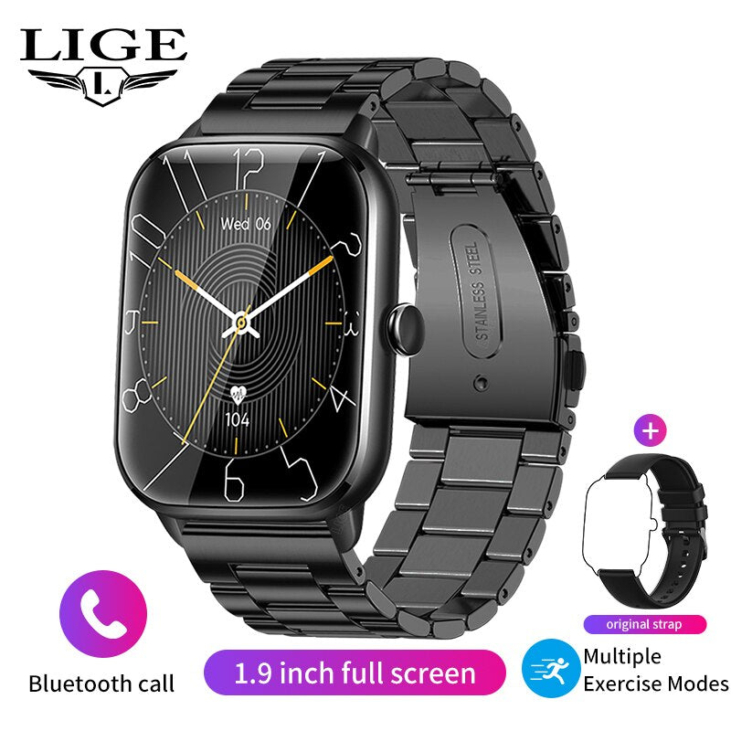 Stainless Steel 1.90 inch Bluetooth Call Full Touch Smart Watch with 100+ Sport Fitness Modes and Waterproofing for Women