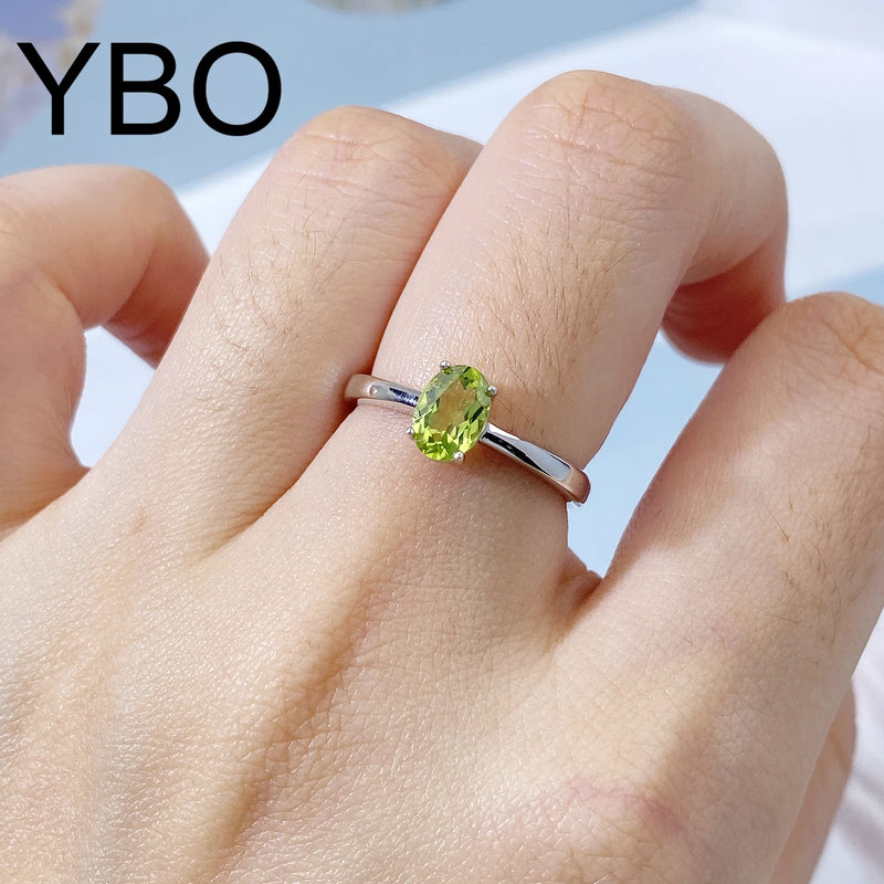 Sterling Silver Peridot Adjustable Ring for Women