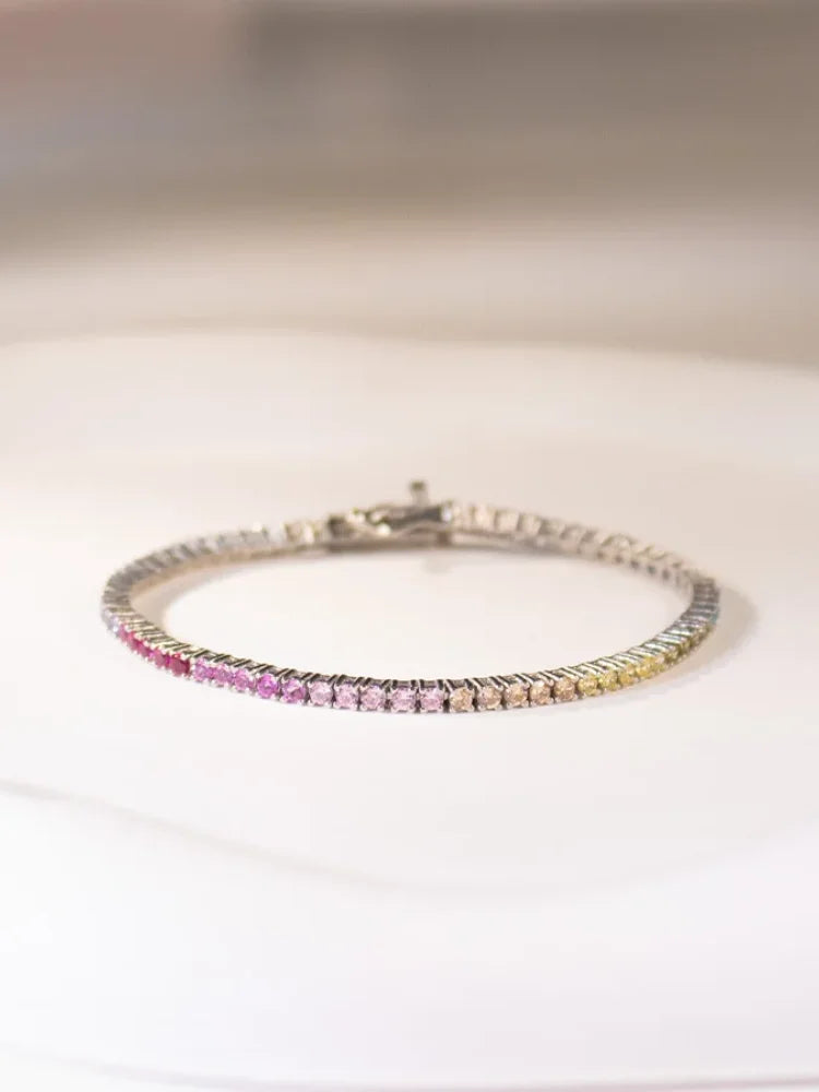 Silver 925 Rainbow Tennis Bracelet for Woman