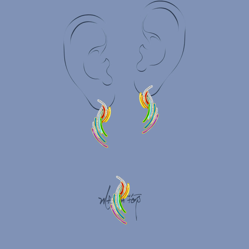 Sterling Silver Rainbow Shaped Earrings for Women