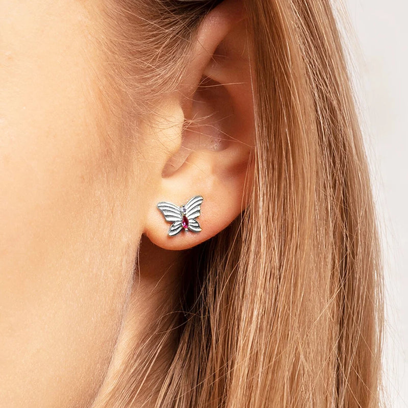 925 Sterling Silver Butterfly Ear Studs for Women