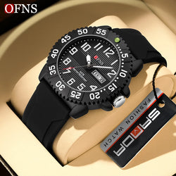 Stainless Steel Silicone Waterproof Luminous Date Watch for Men