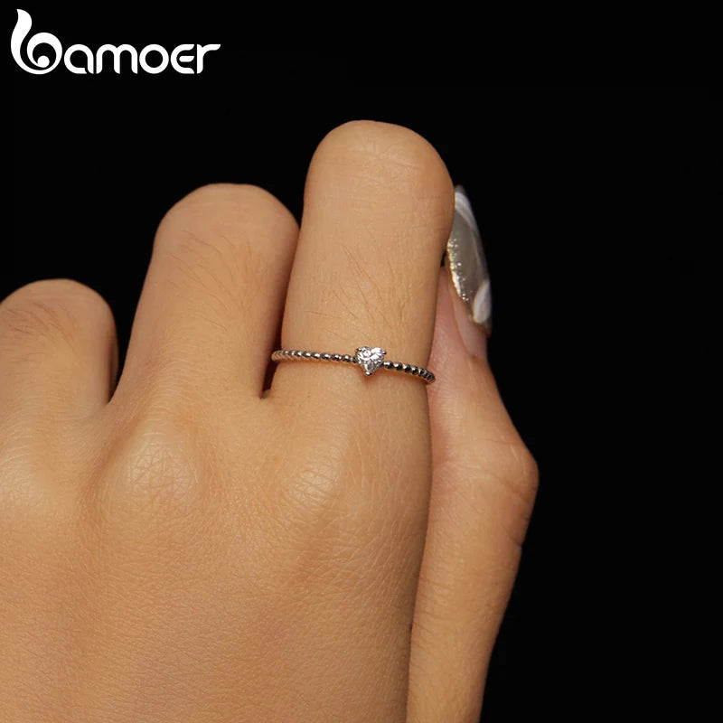 925 Sterling Silver Moissanite Heart Ring for Women