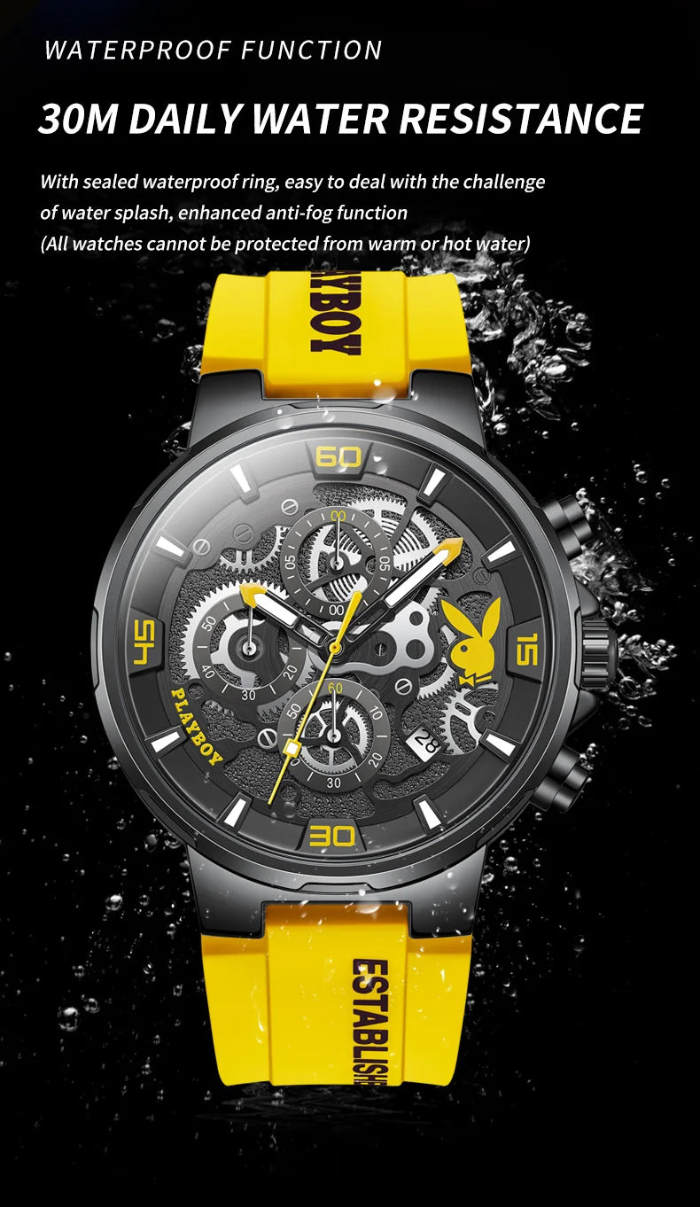 Stainless Steel Silicone Luxury Waterproof Luminous Watch for Men