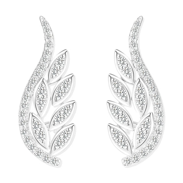 Wong Rain Elegant 925 Sterling Silver Lab Sapphire Gemstone Feather Studs Earrings for Women Jewelry Wedding Gift Wholesale