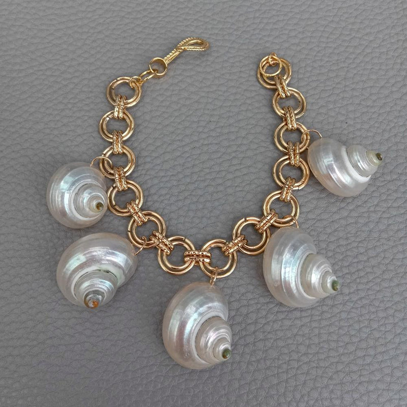 Sterling Silver Seashell Charm Bracelet for Women