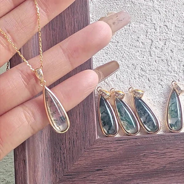 925 Sterling Silver Waterdrop Agate Pendant