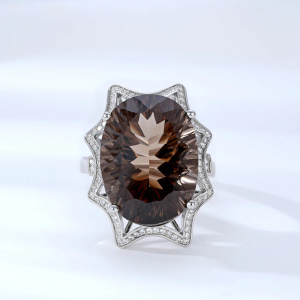 Sterling Silver Smoky Quartz Ring for Women