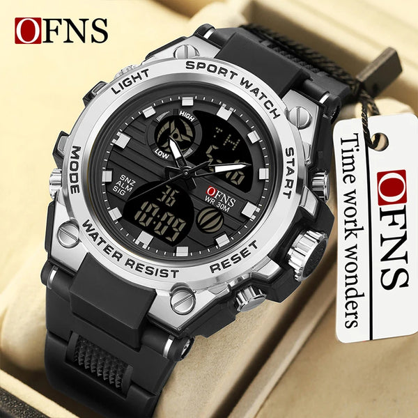 Military Sport Quartz Watch with Dual Display and LED, for Men