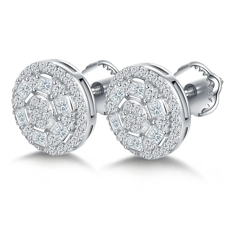 925 Sterling Silver 10mm Moissanite Round Stud Earrings for Women