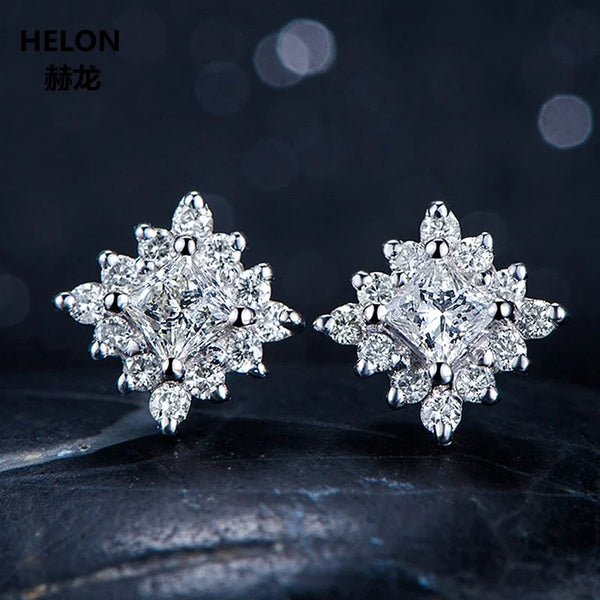 14k White Gold Topaz Stud Earrings for Women