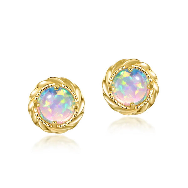 Sterling Silver Synthetic Opal Stud Earrings for Women