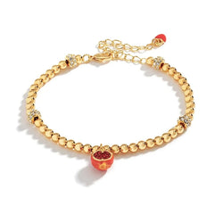 Gold Plated Enamel Grape and Pomegranate Bracelet for Women