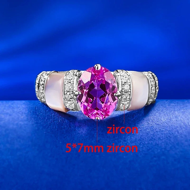 925 Silver Oval Zircon Ring for Women