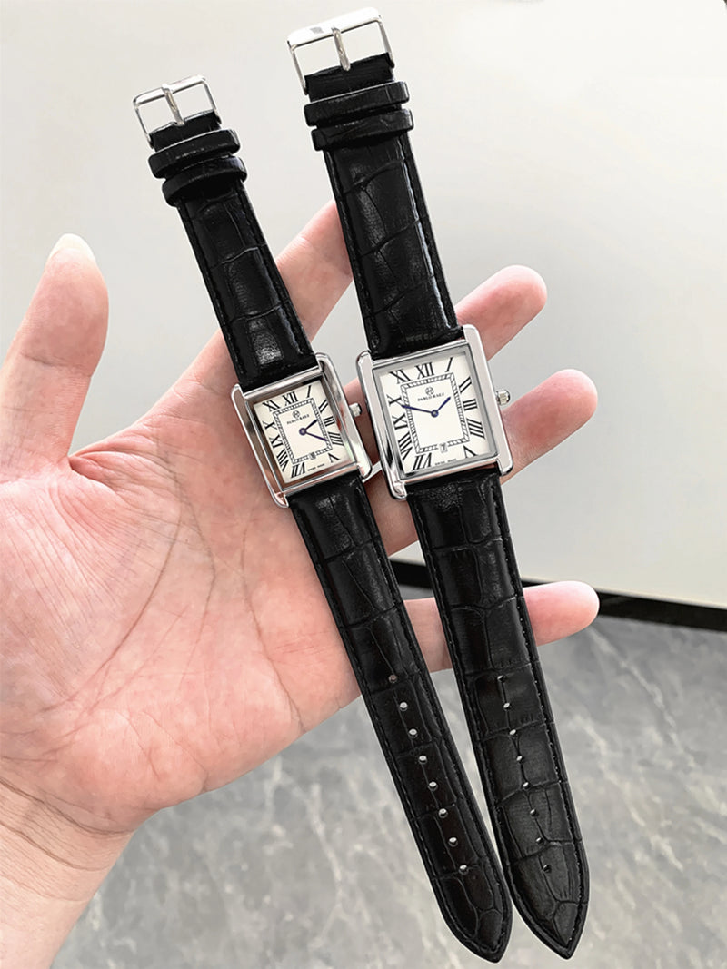 Luxury Square Top Business Dress Watch for Couples: High Quality Fashion Timepiece for Men and Women with Date Function