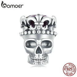 925 Sterling Silver Skull Beads Crown Charms for Women