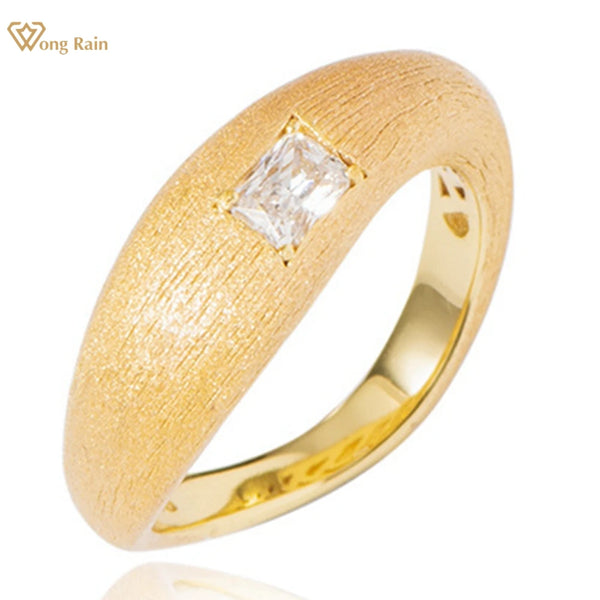 Wong Rain 18K Gold Plated 925 Sterling Silver Lab Sapphire Gemstone Vintage Elegant Ring for Women Men Jewelry Anniversary Gifts