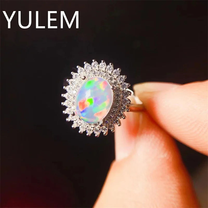 Sterling Silver Natural Opal Ring for Woman