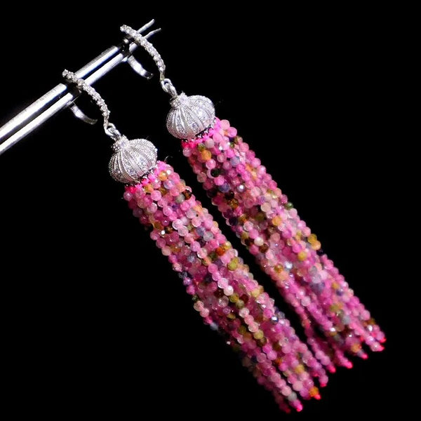 Sterling Silver Tourmaline Drop Earrings for Women