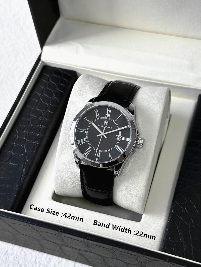 Luxury Men's Waterproof Quartz Watch with Date and Stainless Steel Strap