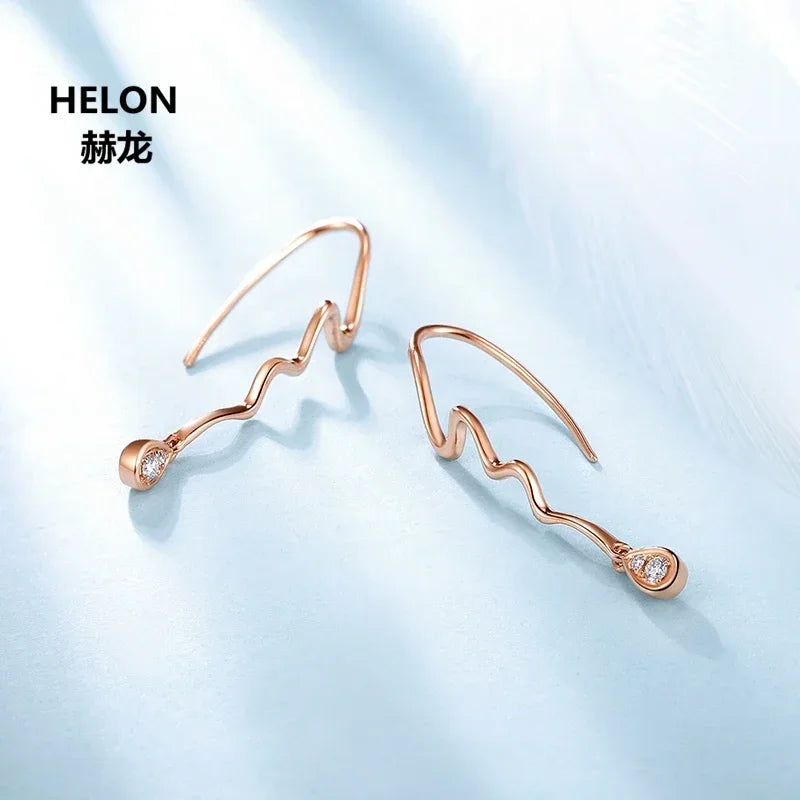 14k Rose Gold Natural Diamond Drop Earrings for Women