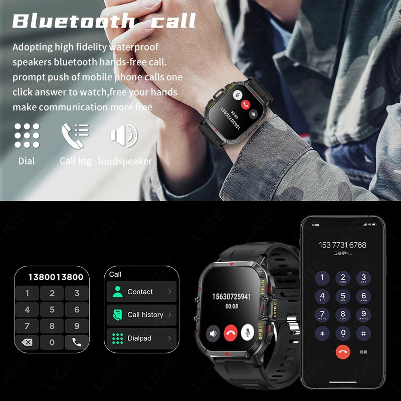 1.96 Inch Bluetooth Call Smartwatch with Health Monitor for Men