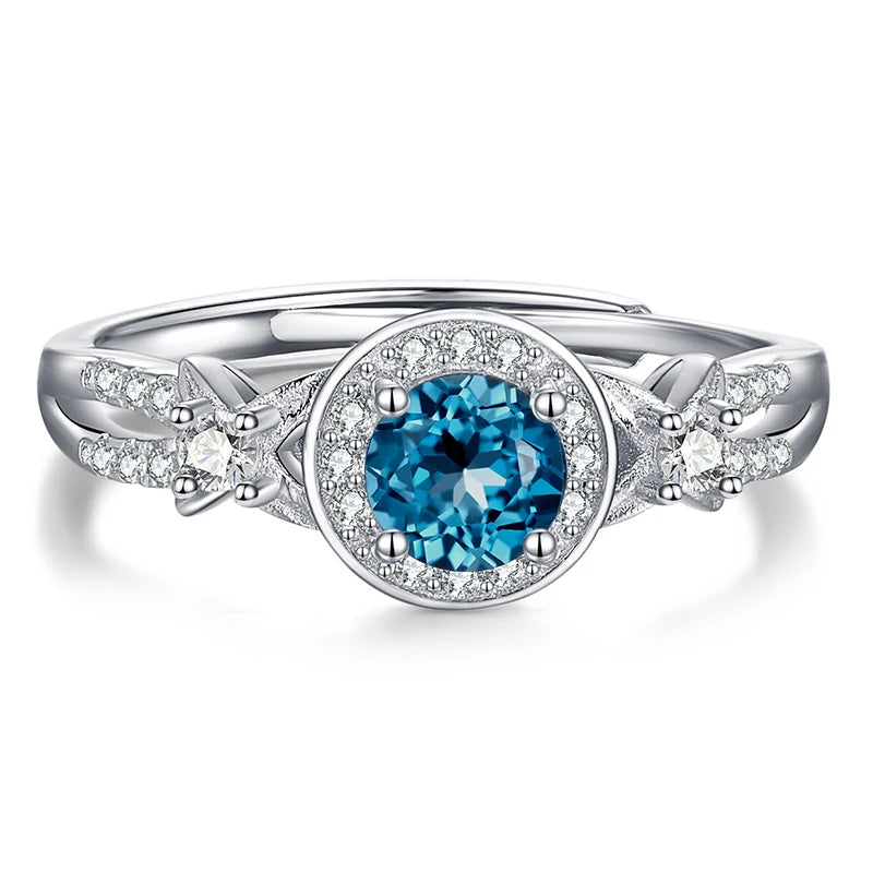 Sterling Silver Blue Topaz Ring for Women